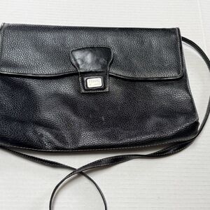 GIANFRANCO FERRE Black Leather Clutch/crossbody Bag Vintage Pouch Handbag